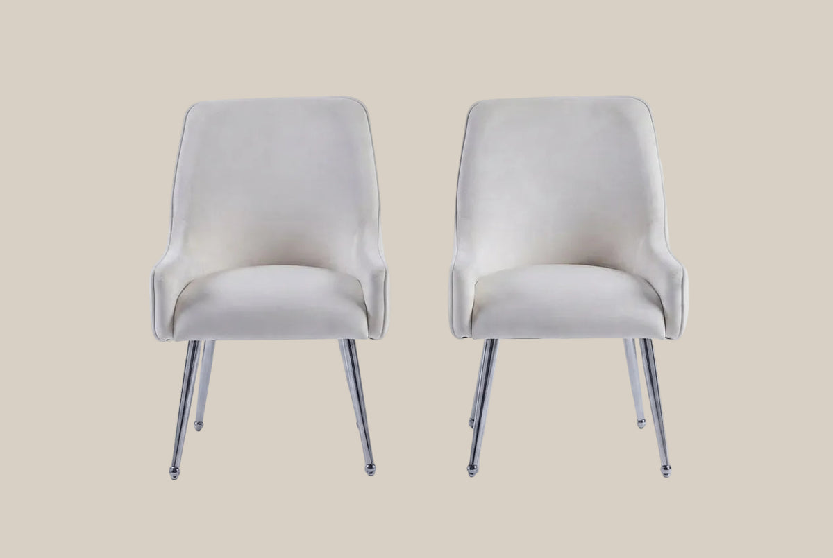 Amberley — Chaise en velours beige, piètement chrome — vue 4