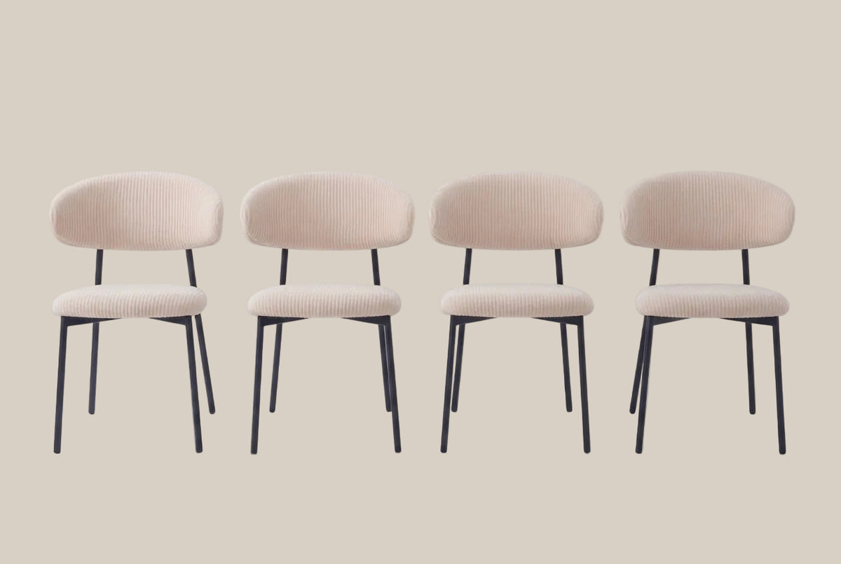 Pendle — Chaise en velours côtelé beige, piètement métal noir — vue 5