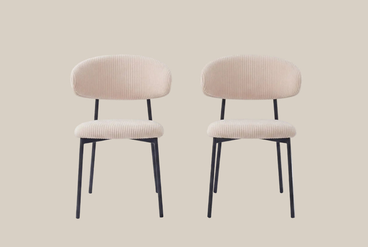 Pendle — Chaise en velours côtelé beige, piètement métal noir — vue 4