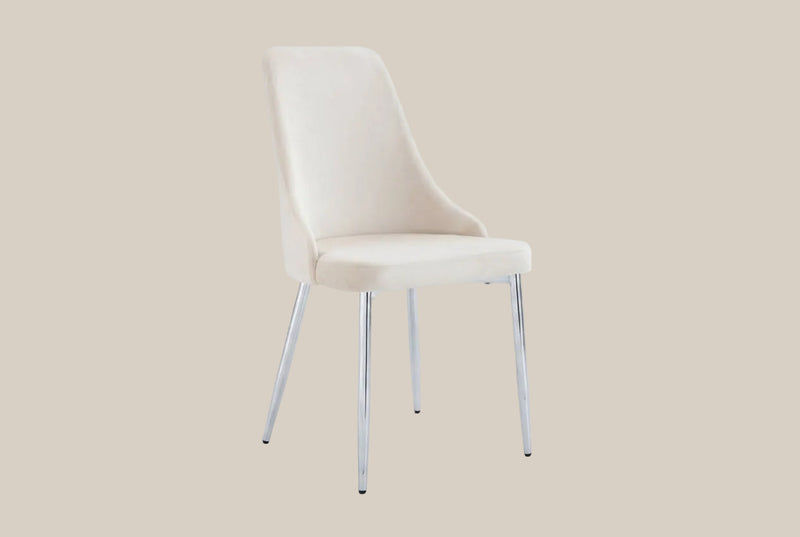 Faringdon — Chaise en velours beige, piètement chrome