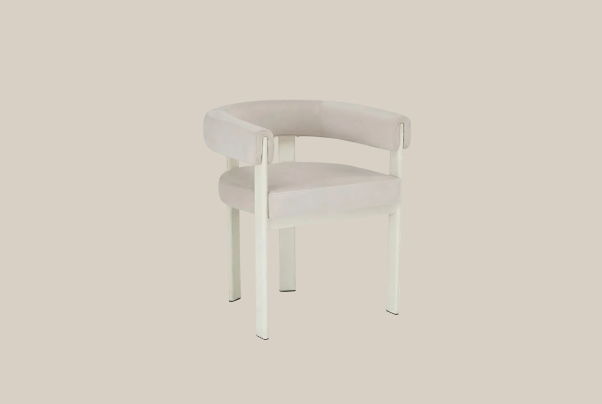 Linton — Chaise en velours beige, piètement métal beige — vue 2
