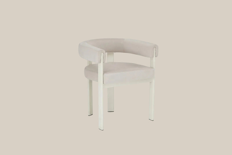 Linton — Chaise en velours beige, piètement métal beige