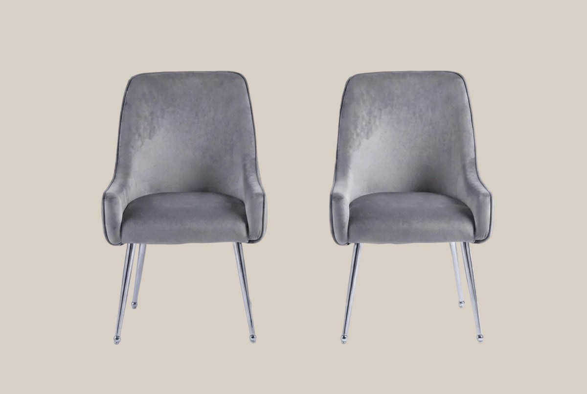 Whitby — Chaise en velours anthracite, piètement chromé — vue 4