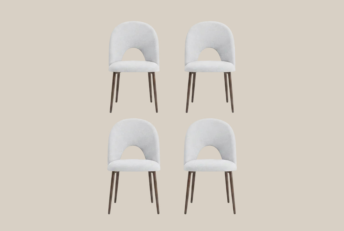 Netherby — Chaise en chenille gris clair, piètement effet noyer — vue 5