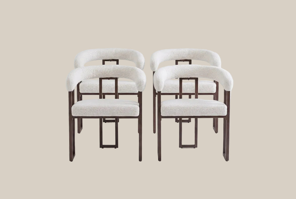 Sherbourne — Chaise en tweed latte, piètement effet noyer — vue 5