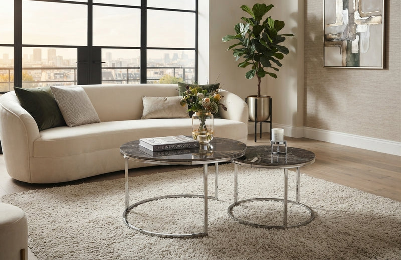 Dashwood — Table basse gigogne en céramique noir geai