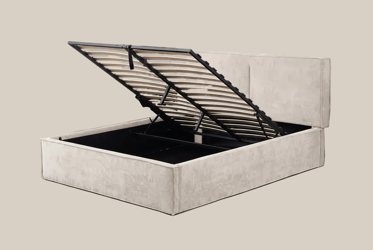 Olivia Chenille — Lit coffre beige, 160 x 200 cm — vue 4