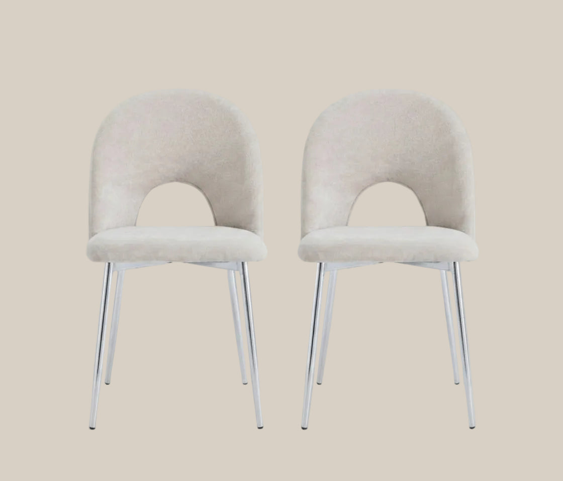 Kelby — Chaise en chenille moka, piètement chromé — vue 3