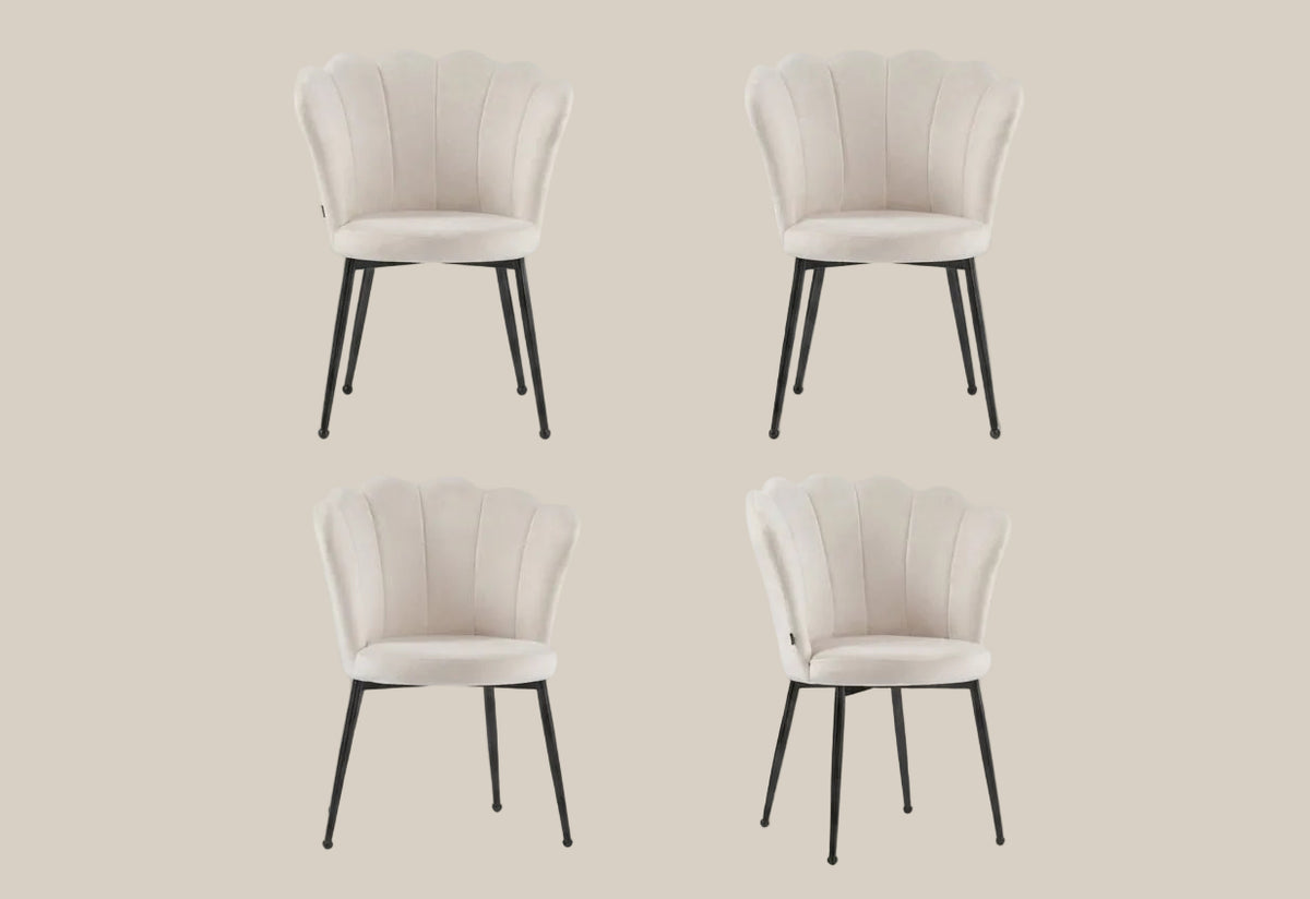 Orwell — Chaise en velours beige, piètement métal noir — vue 4