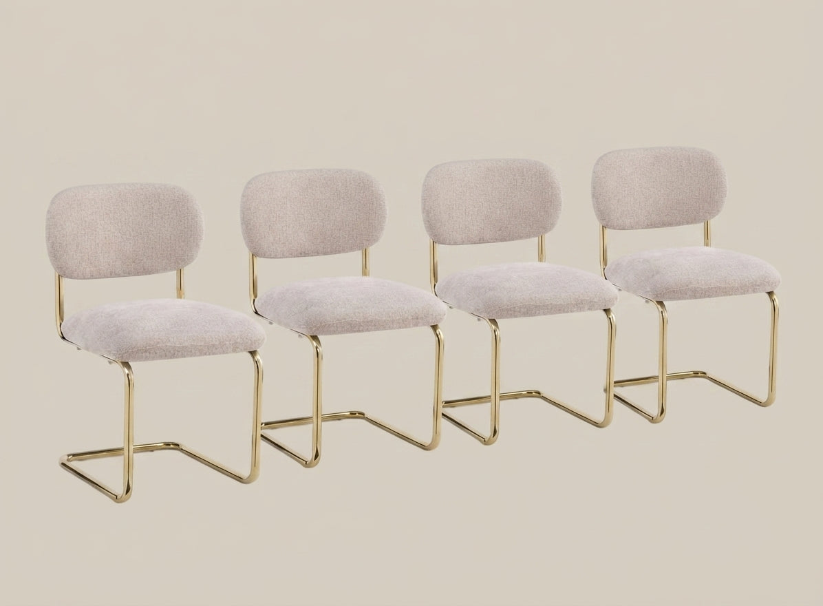 Elmore — Chaise en tissu Marbella marron glacé, piètement doré — vue 4