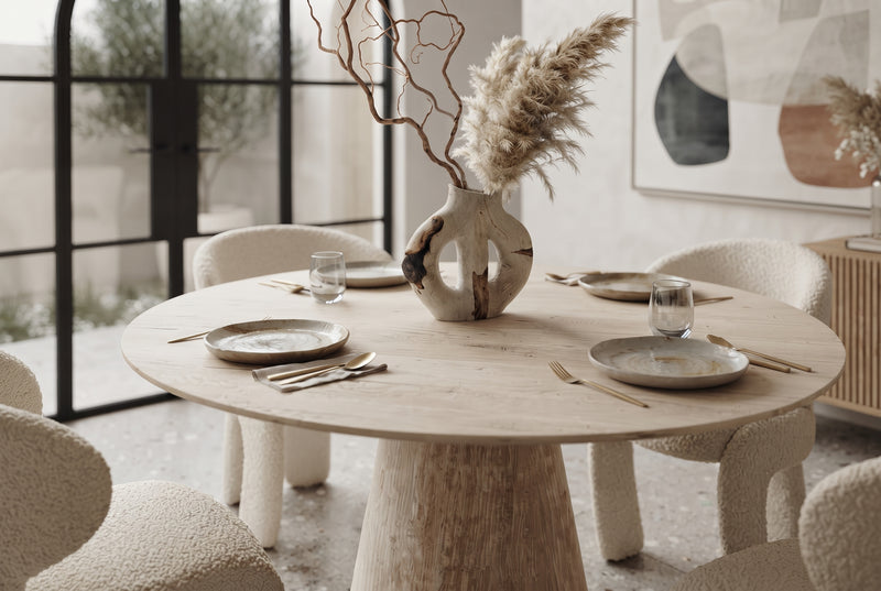 Vercliff — Table à manger ronde en MDF en situation