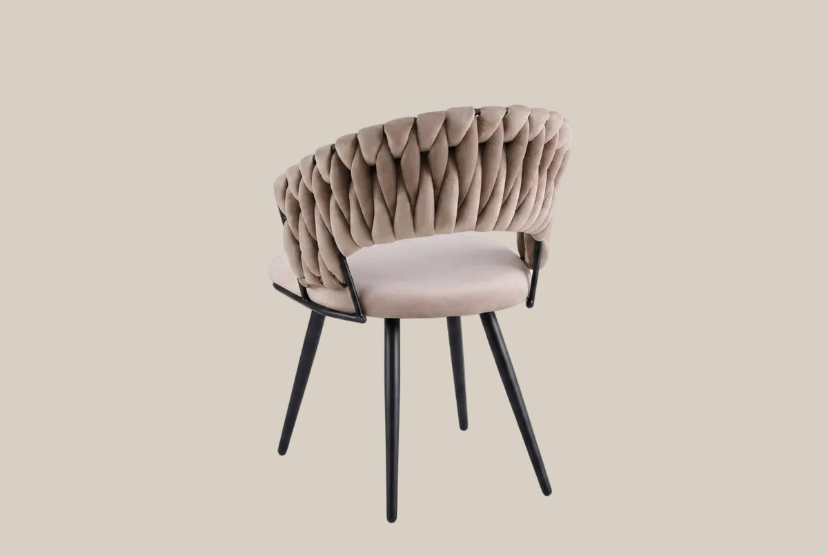 Underwood — Chaise en velours taupe, piètement métal noir — vue 5