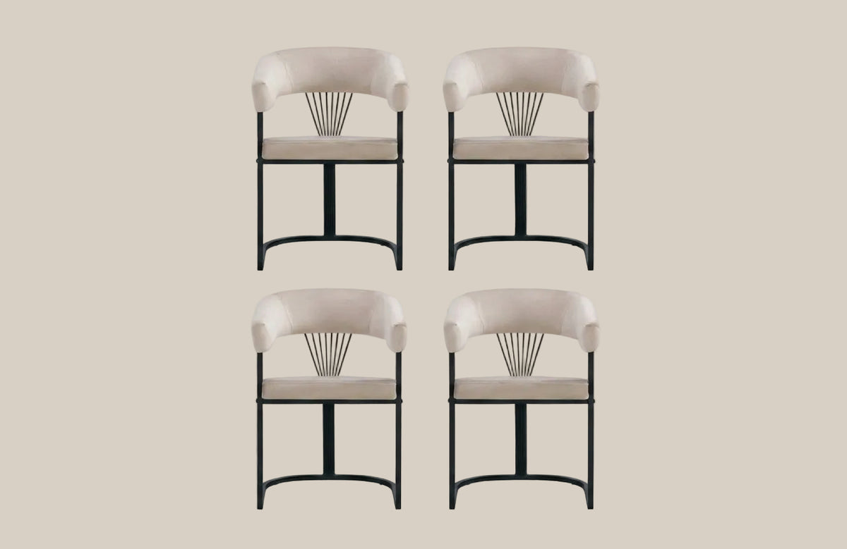 Tenby — Chaise avec accoudoirs en velours moka, piètement métal noir — vue 5