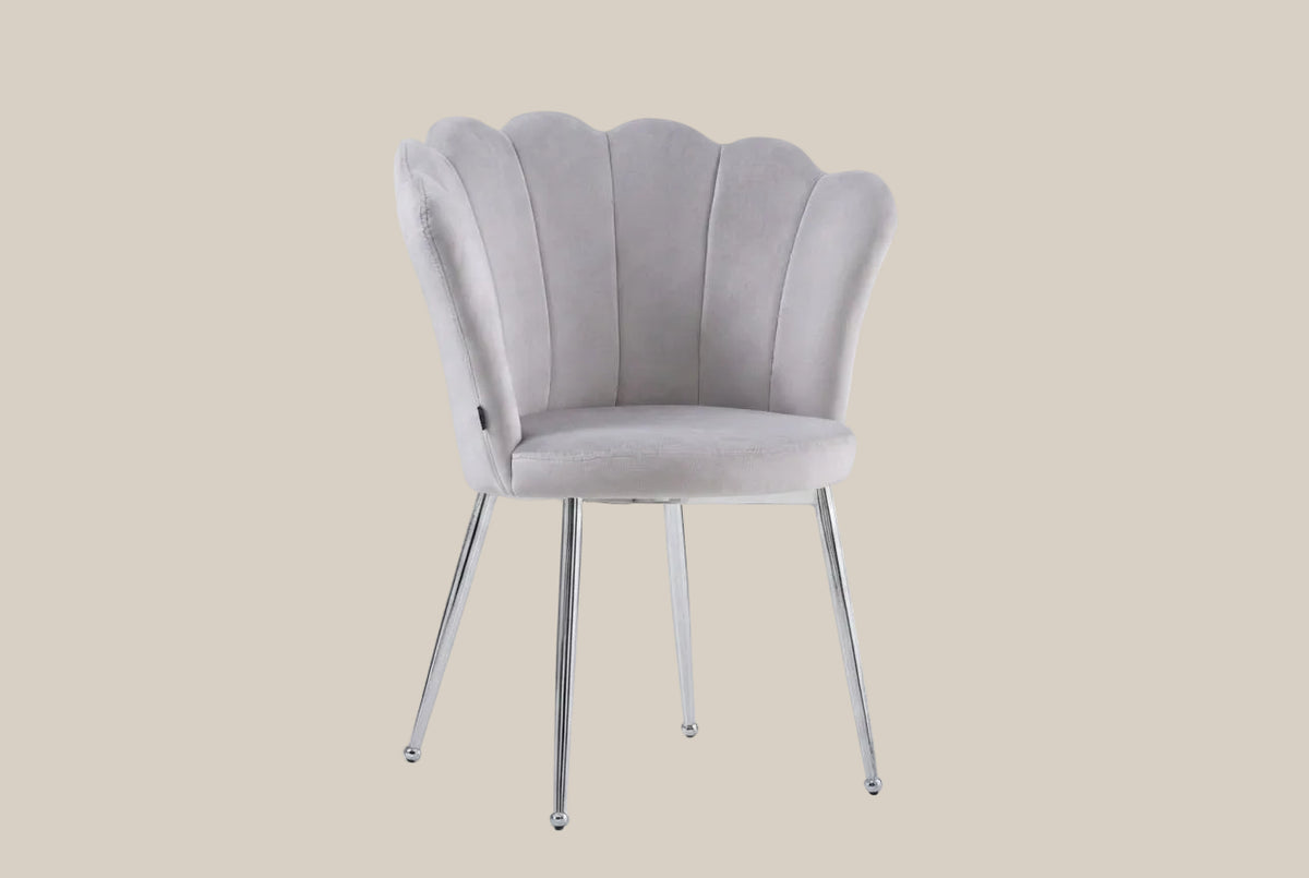 Tavistock — Chaise en velours gris, piètement chromé — vue 2