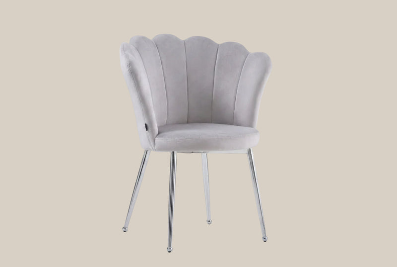 Tavistock — Chaise en velours gris, piètement chromé
