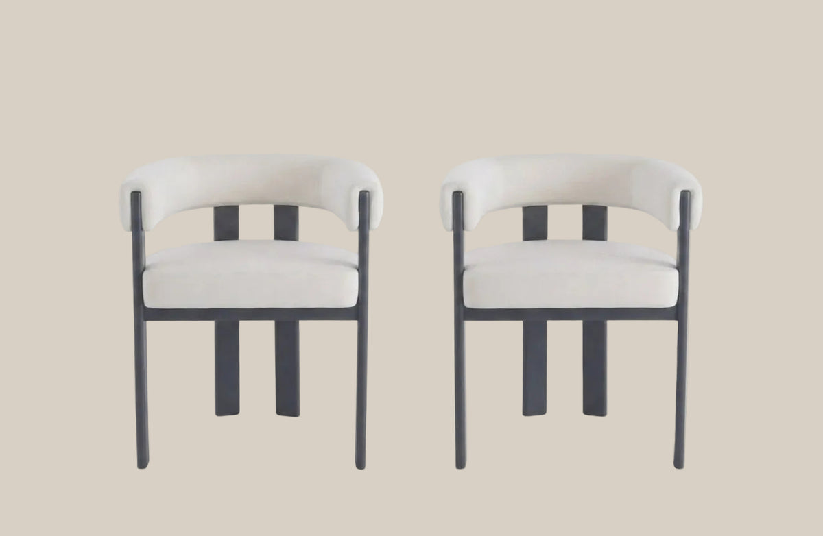Linton — Chaise en velours beige, piètement métal noir — vue 4