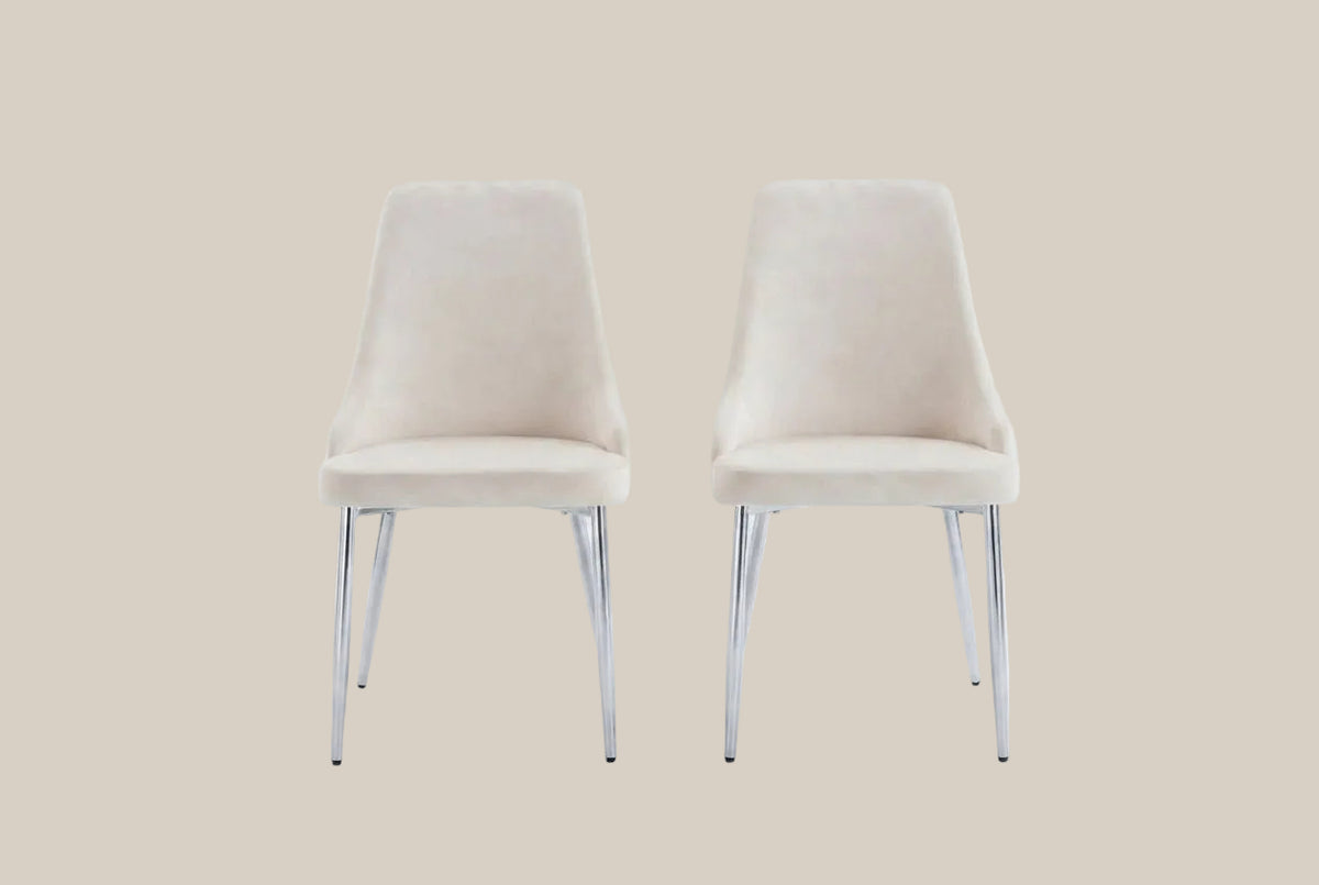 Faringdon — Chaise en velours beige, piètement chrome — vue 4
