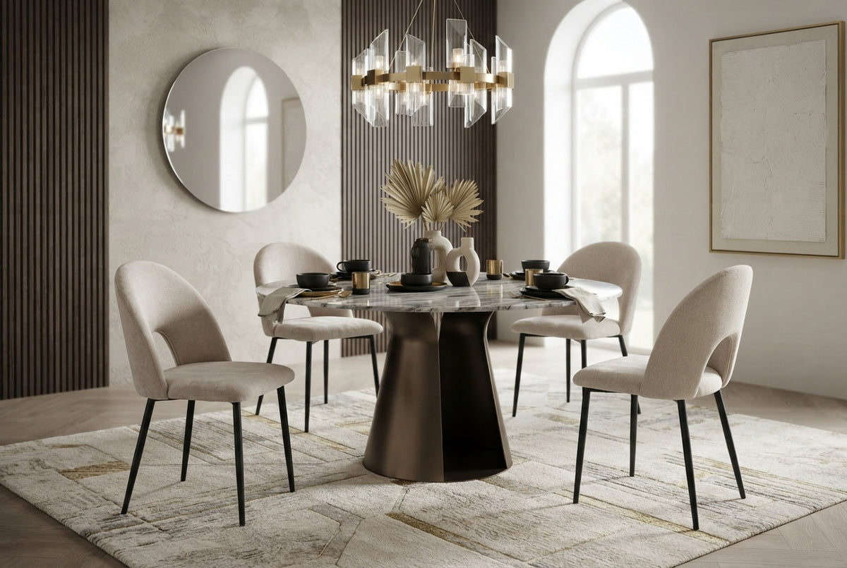 Kelby — Chaise en chenille moka, piètement métal noir — vue 1
