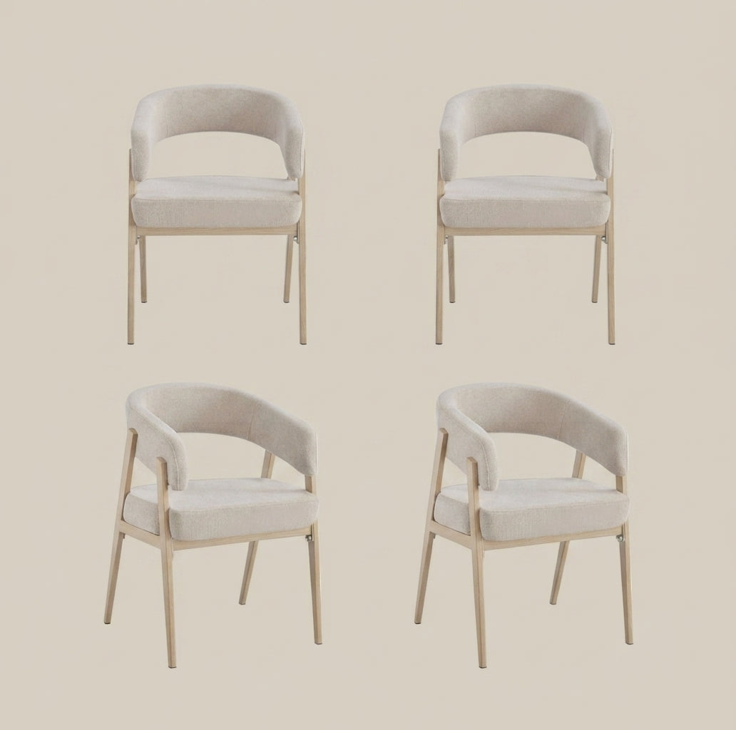 Brimley — Chaise en tissu Grain moka, piètement effet chêne — vue 5