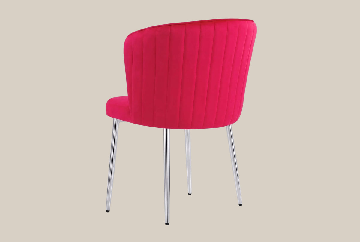 Thistlewood — Chaise en velours fushia, piètement chromé — vue 3
