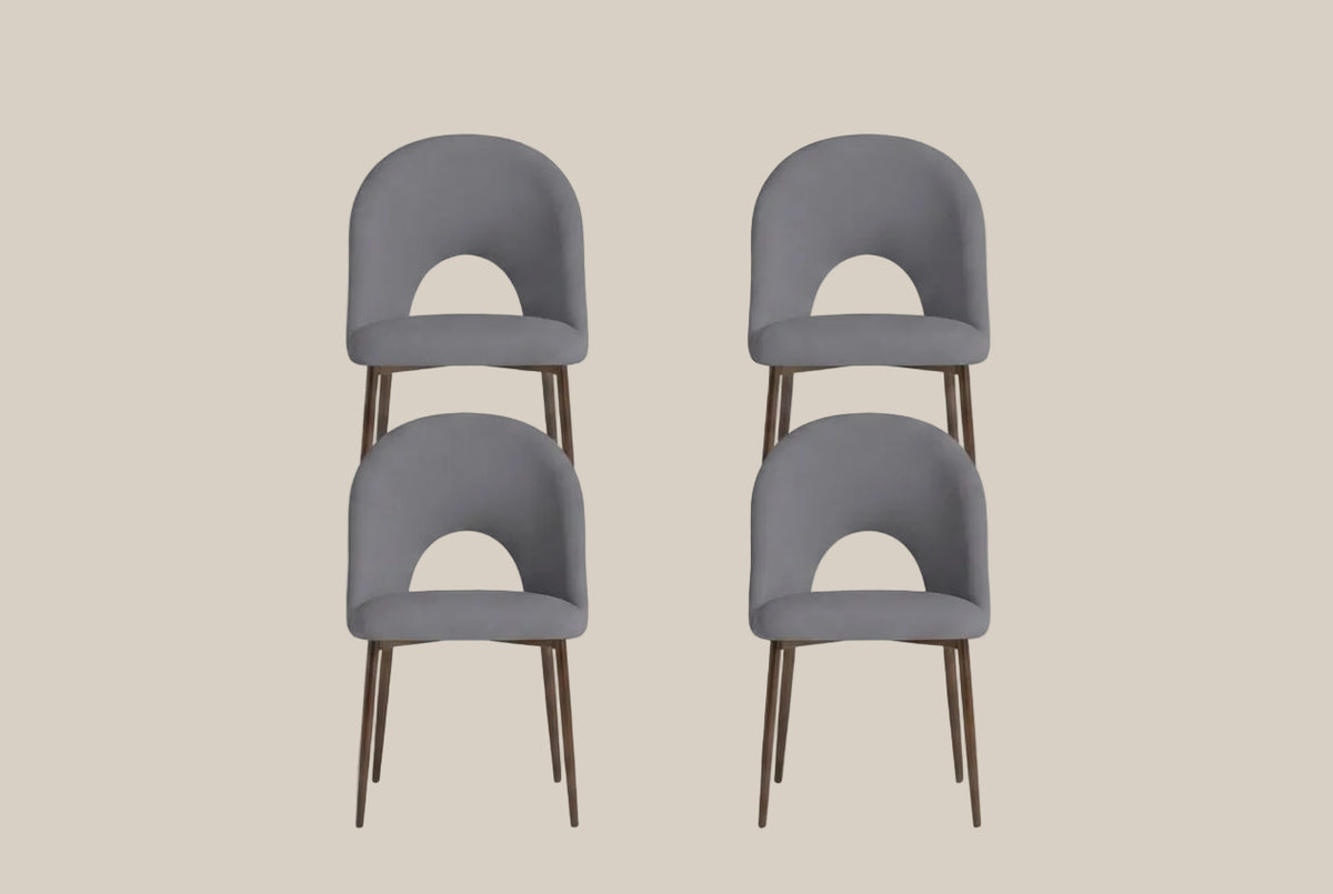 Netherby — Chaise en velours anthracite, piètement effet noyer — vue 5