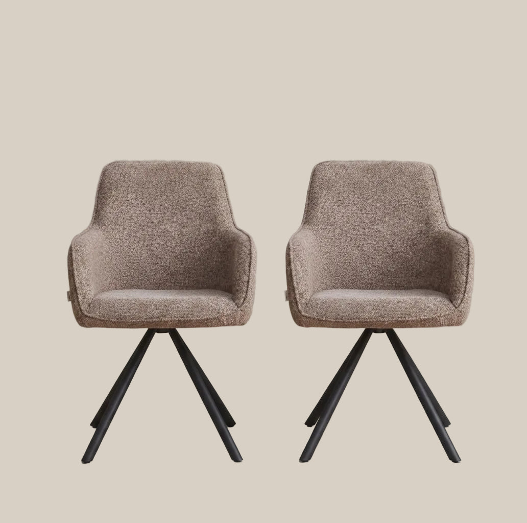 Aldwick — Chaise avec accoudoirs en tissu taupe, piètement métal noir — vue 3