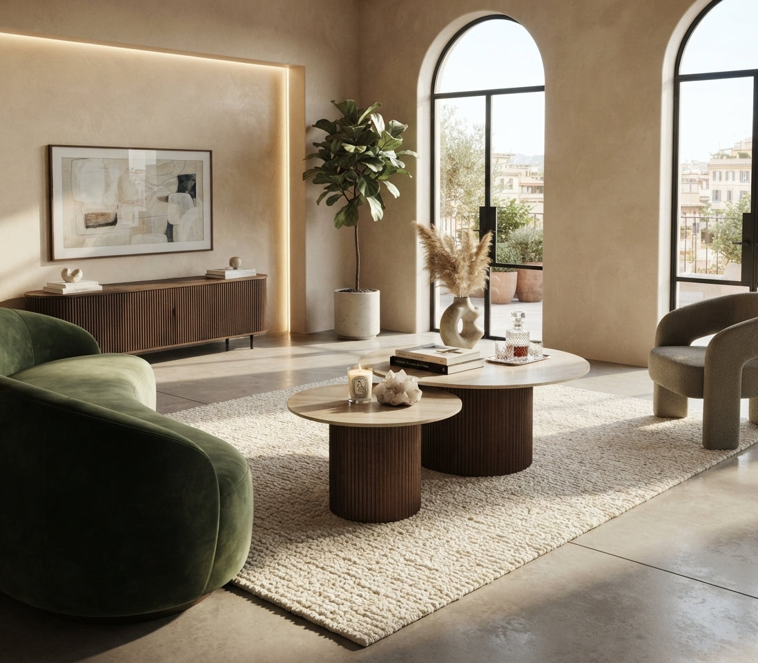 Kirby — Table basse en céramique travertin brillant — vue 2