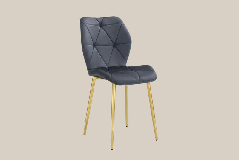 Granby — Chaise en velours anthracite, piètement doré