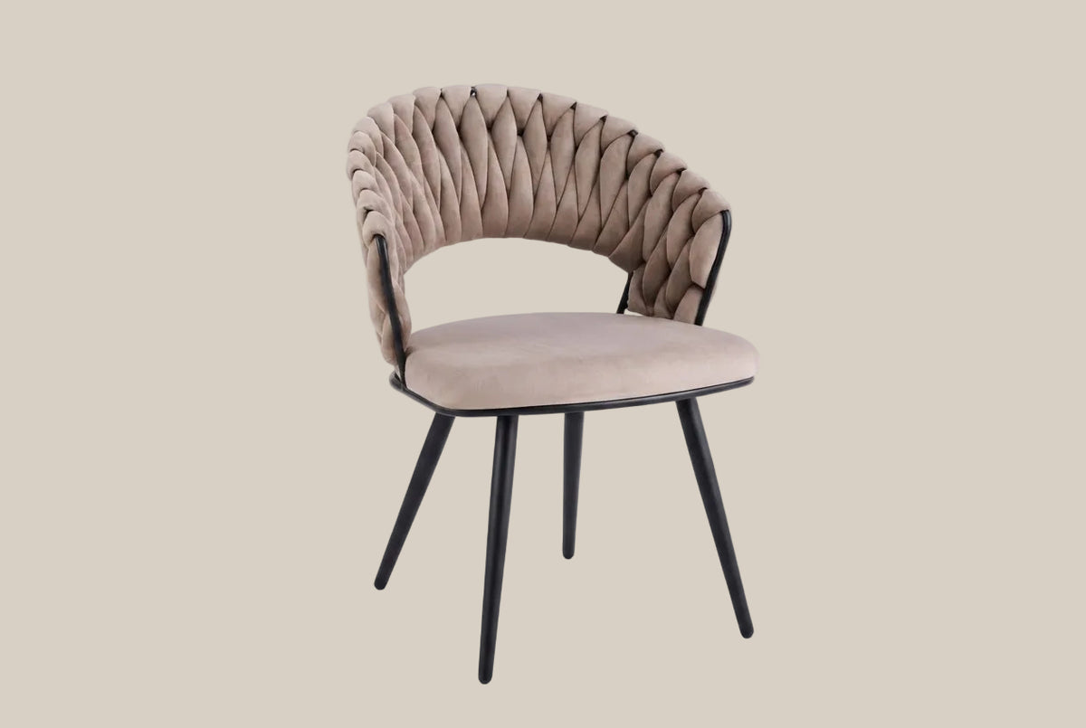 Underwood — Chaise en velours taupe, piètement métal noir — vue 2