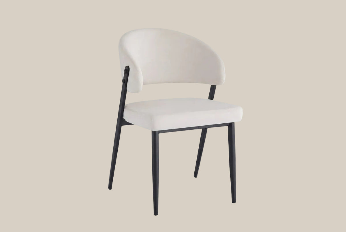 Ashford — Chaise en velours beige, piètement métal noir — vue 2