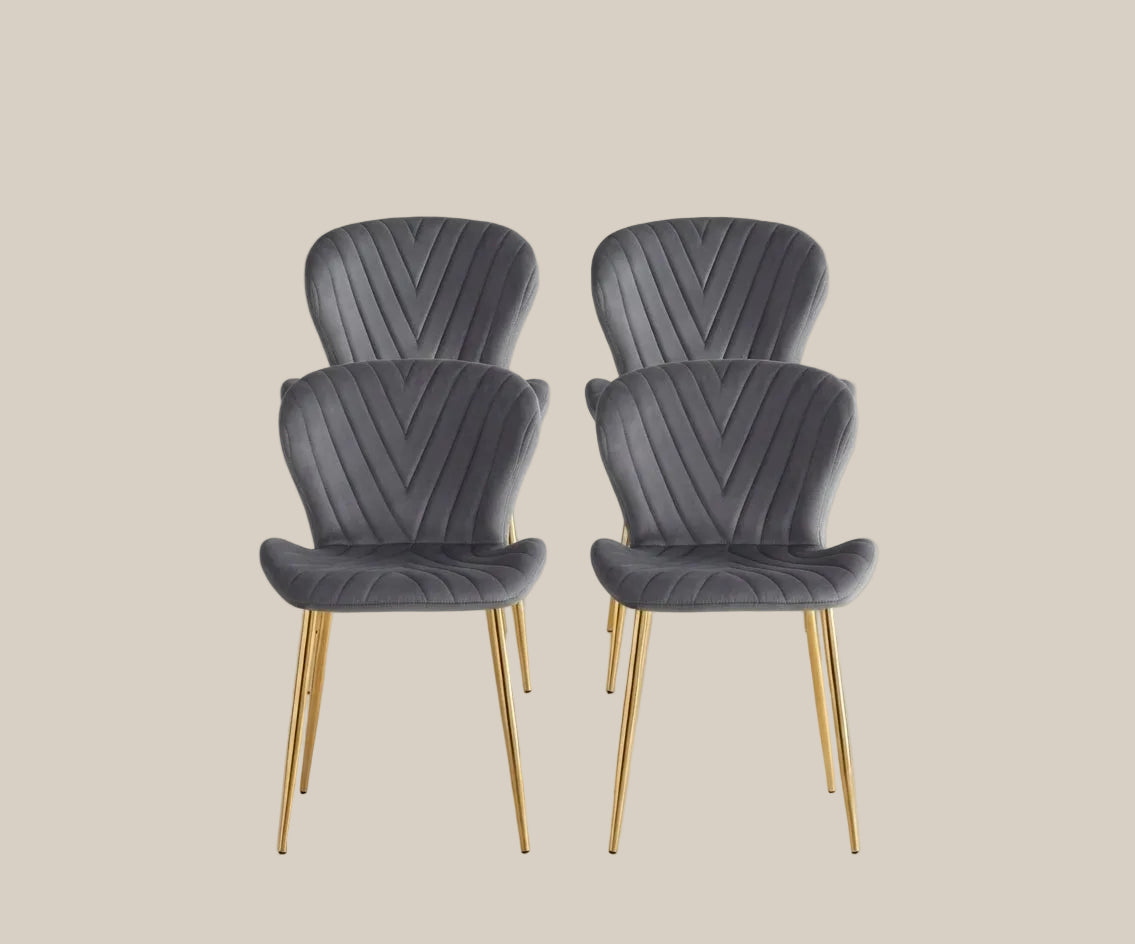 Everly — Chaise en velours anthracite, piètement doré — vue 6