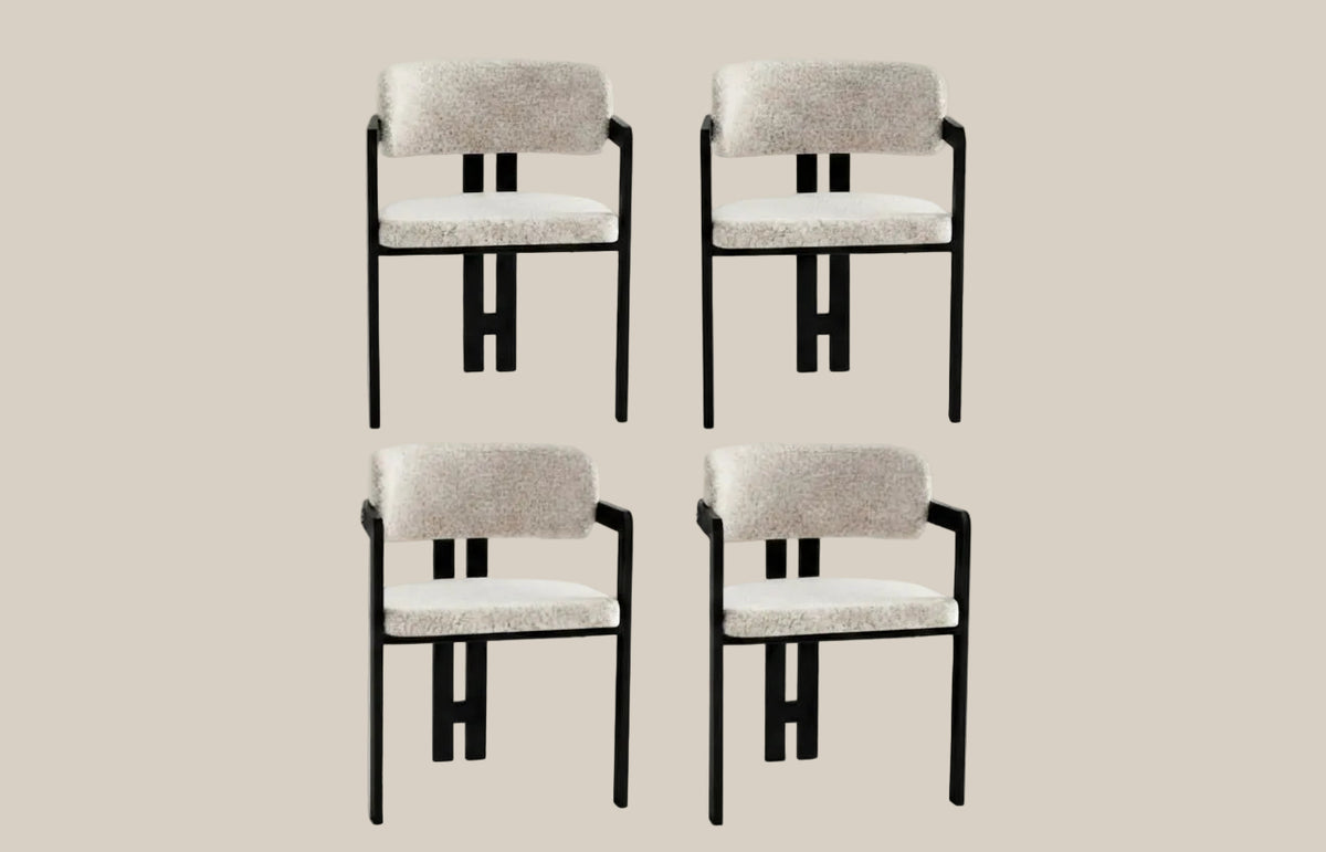 Preston — Chaise en tweed cappuccino, piètement métal noir — vue 5