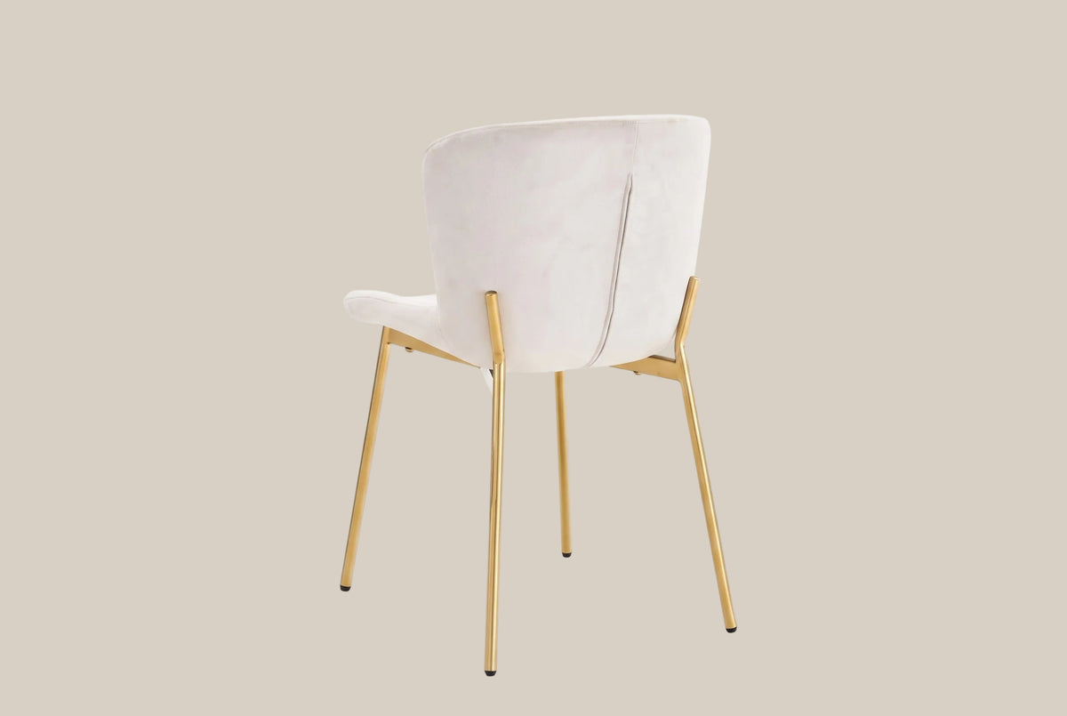 Brackendon — Chaise en velours écru, piètement gold — vue 3