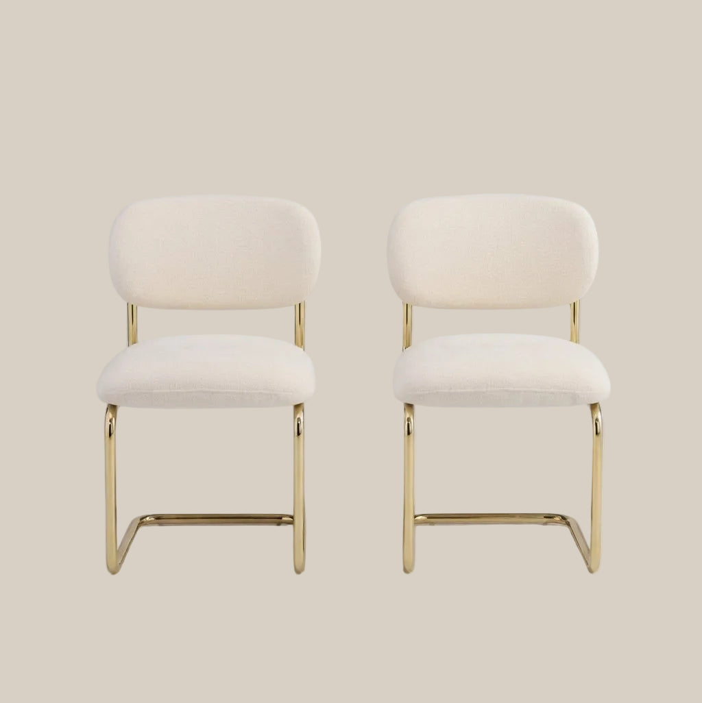 Elmore — Chaise en tissu Marbella beige, piètement doré — vue 3