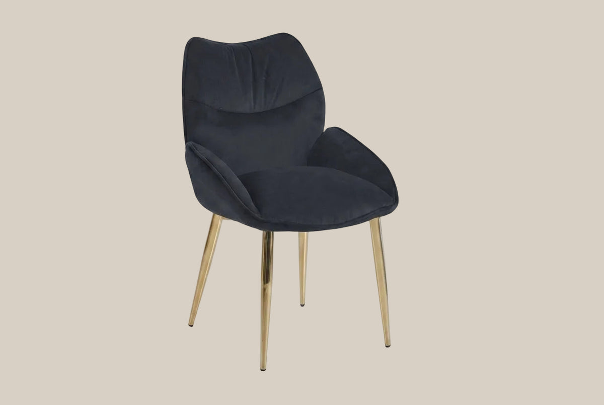 Whitmore — Chaise en coque design noir, piètement gold — vue 2