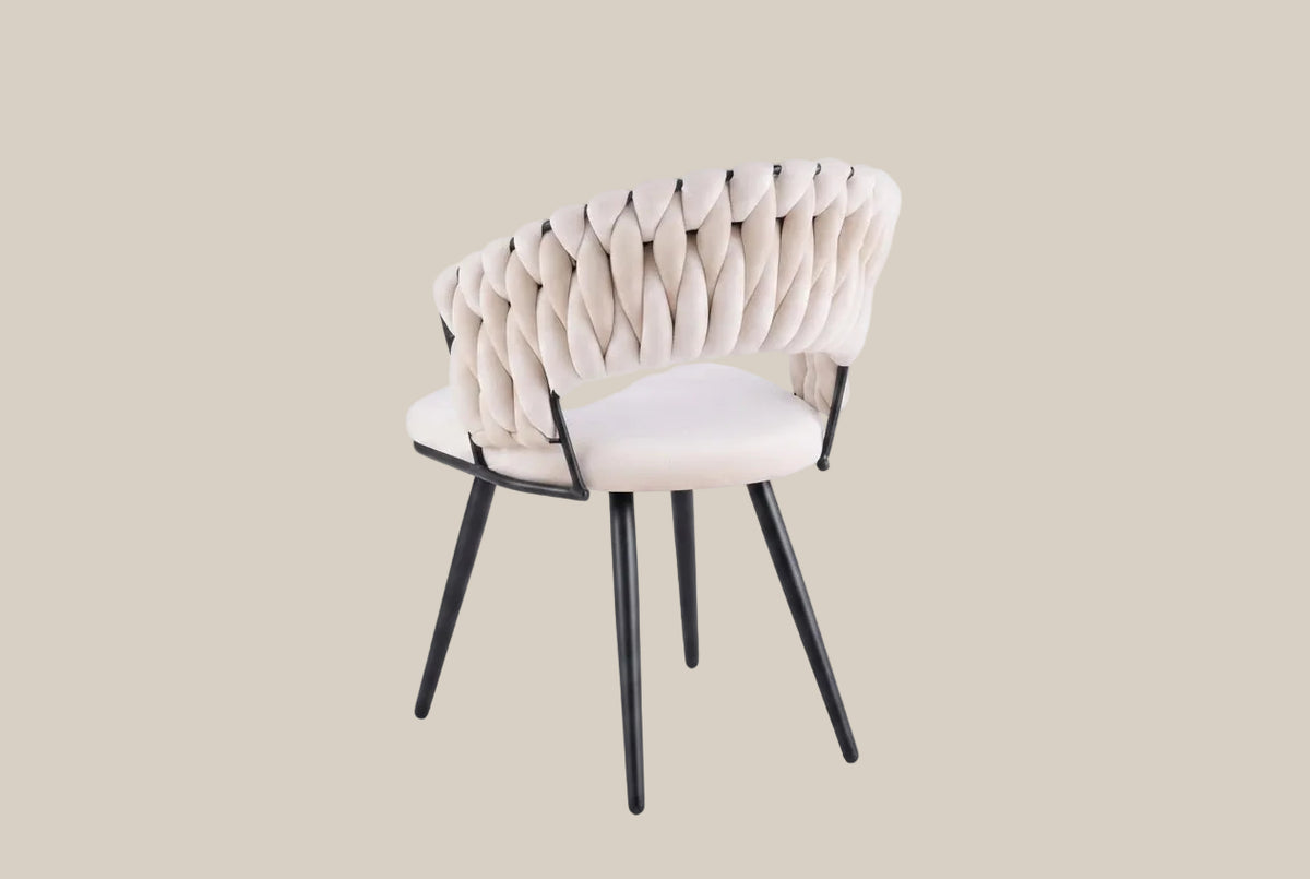 Underwood — Chaise en velours beige, piètement métal noir — vue 5