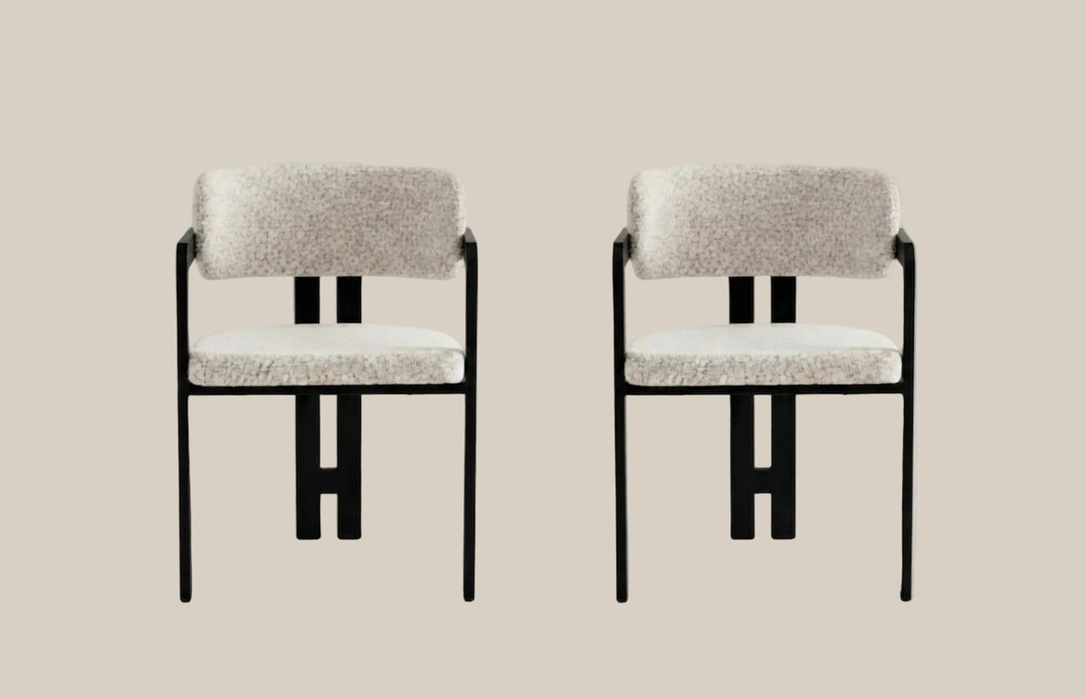 Preston — Chaise en tweed cappuccino, piètement métal noir — vue 4