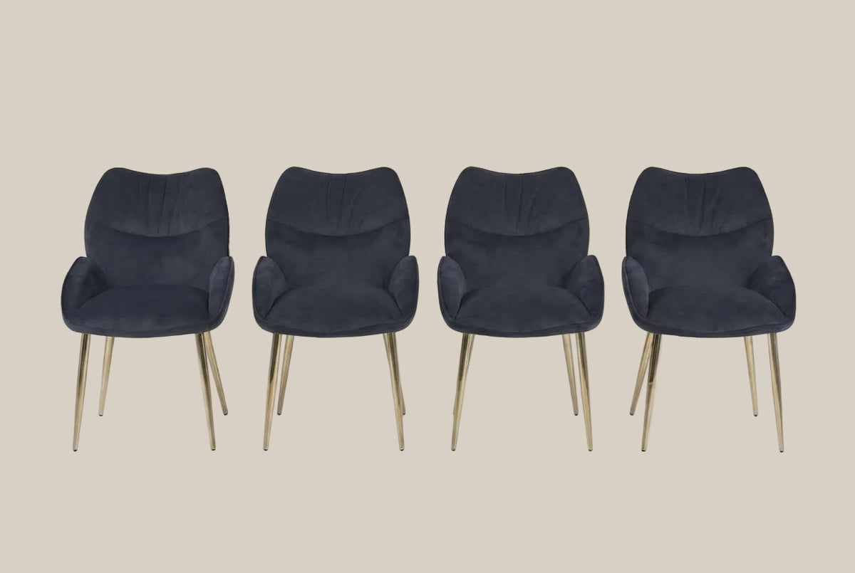 Whitmore — Chaise en coque design noir, piètement gold — vue 5