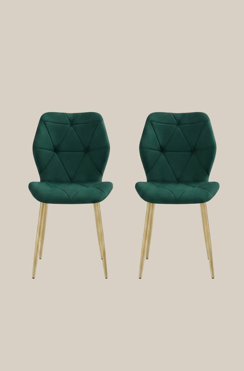 Granby — Chaise en velours vert sapin, piètement doré — vue 3