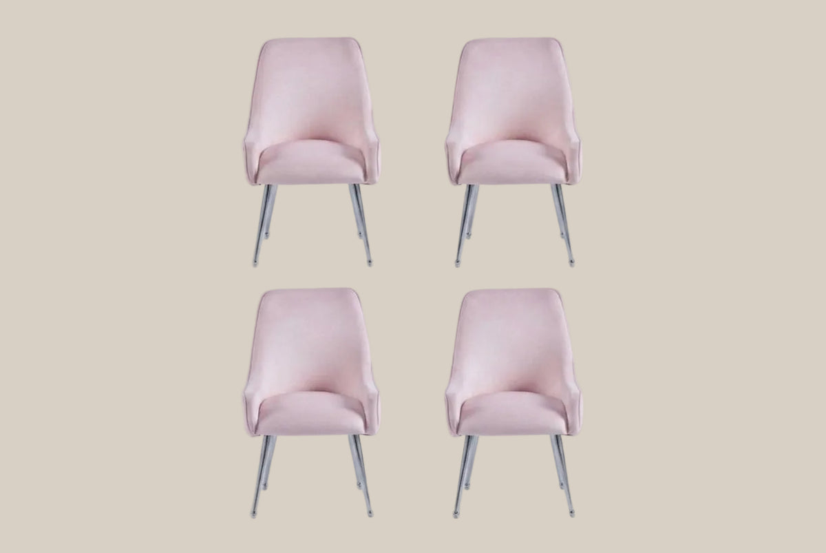 Whitby — Chaise en velours rose, piètement chromé — vue 5