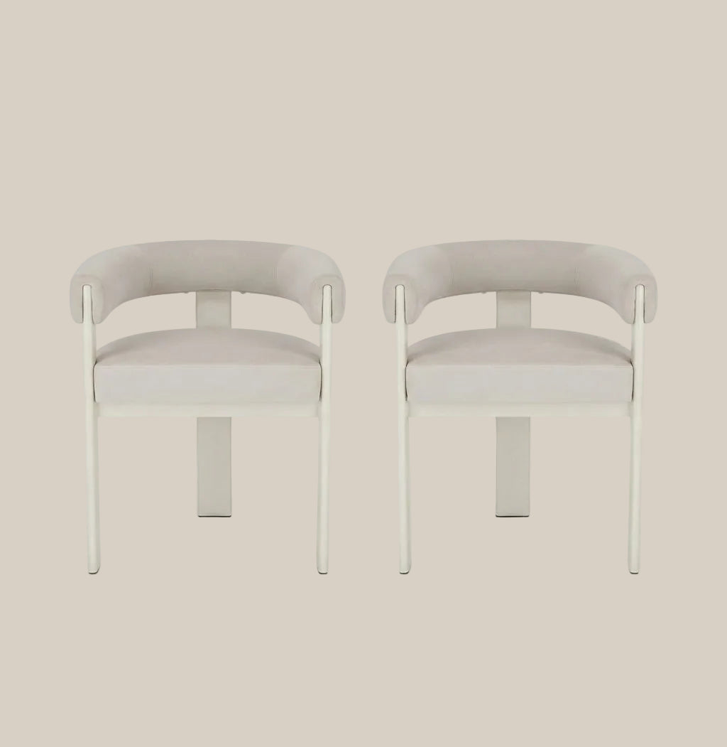 Linton — Chaise en velours beige, piètement métal beige — vue 4