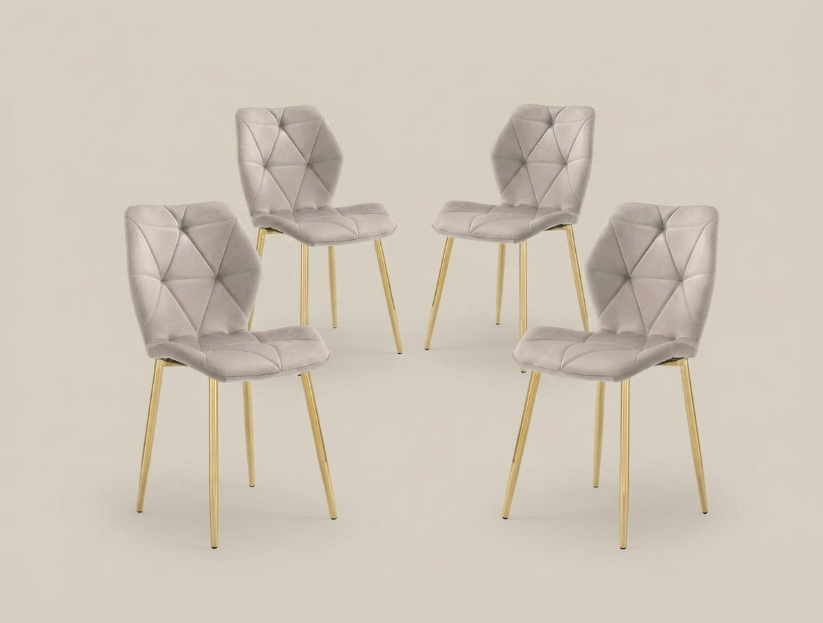 Granby — Chaise en velours taupe, piètement doré — vue 4