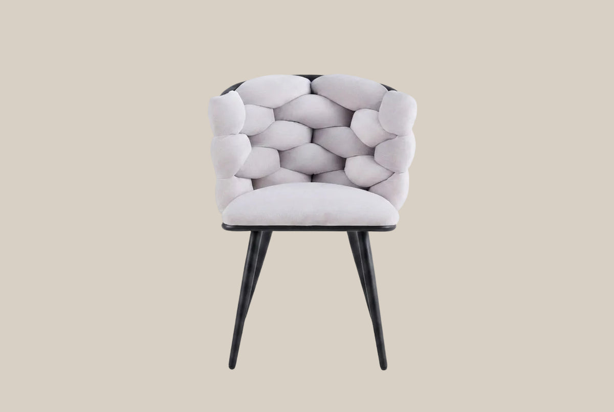 Alder — Chaise en velours gris clair, piètement métal noir — vue 2