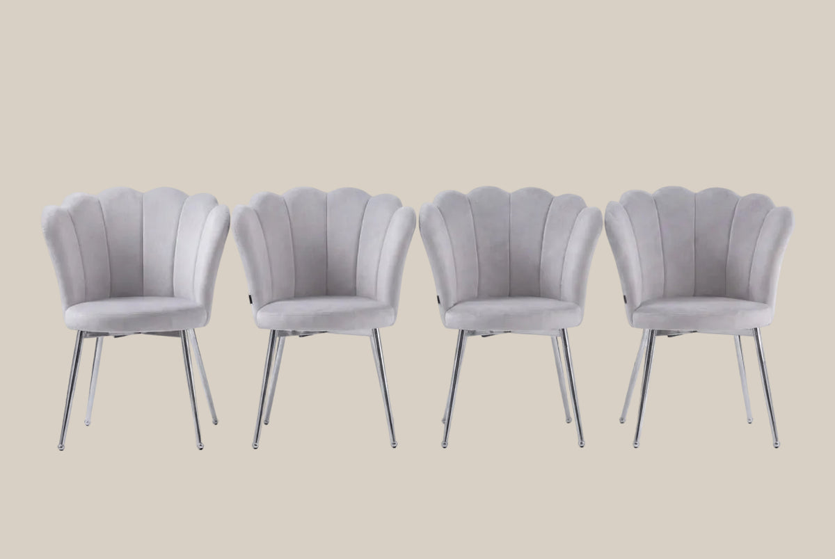 Tavistock — Chaise en velours gris, piètement chromé — vue 4