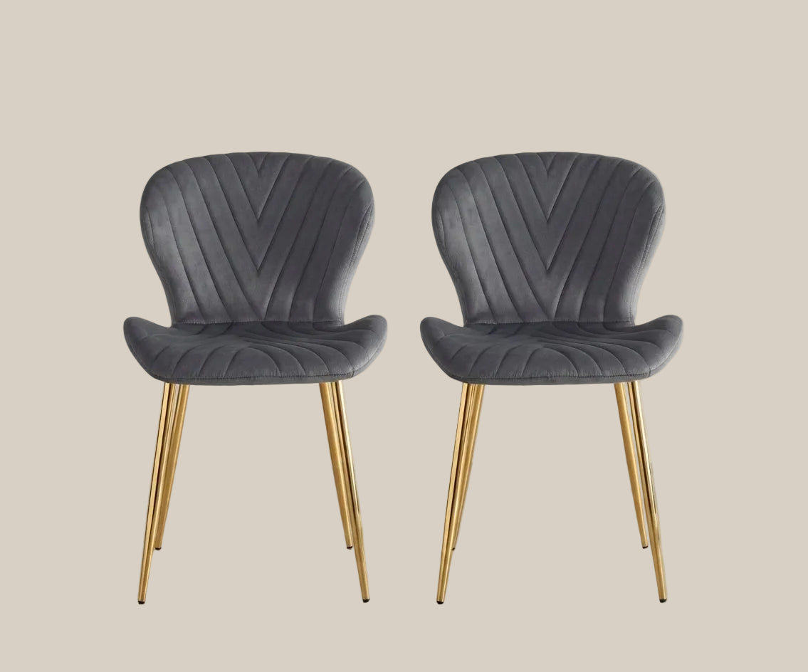 Everly — Chaise en velours anthracite, piètement doré — vue 5