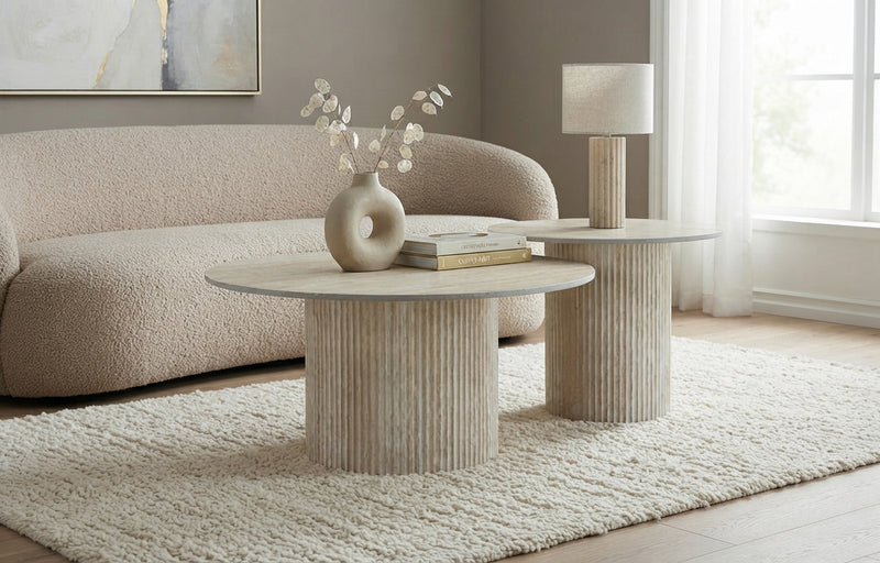 Osgood — Table basse en céramique travertin mat