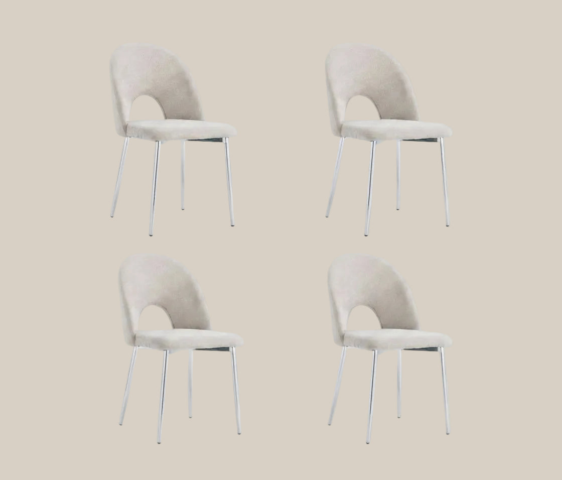 Kelby — Chaise en chenille moka, piètement chromé — vue 4