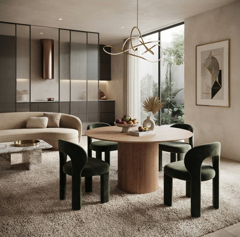 Notfield — Table à manger ronde en bois effet chêne