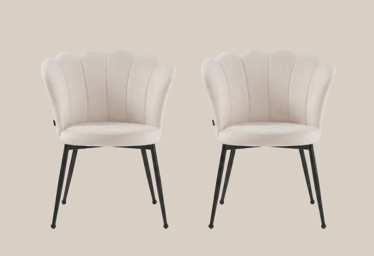 Orwell — Chaise en velours beige, piètement métal noir — vue 3