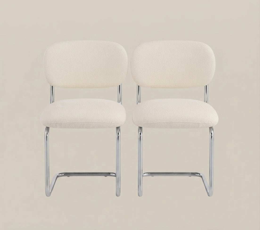 Elmore — Chaise en tissu Marbella beige, piètement chromé — vue 4
